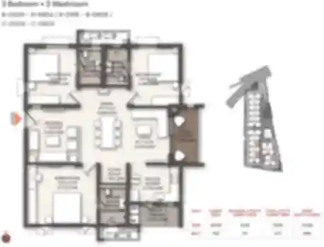 Brigade Manor Apartment 3 BHK Luxe floor plan by Brigade Group located at Moti Nagar, Near Sanath Nagar, Hyderabad Telangana