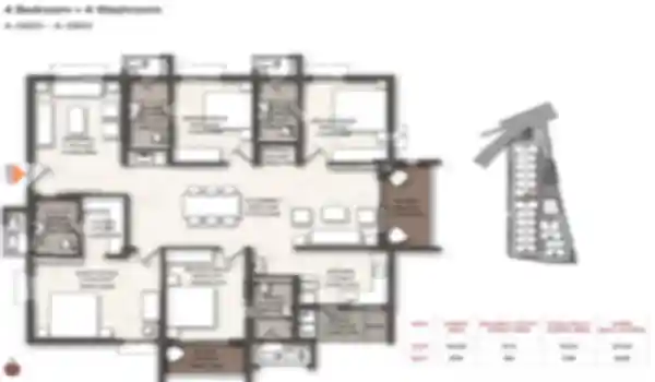 Brigade Manor Apartment 4 BHK Grand floor plan by Brigade Group located at Moti Nagar, Near Sanath Nagar, Hyderabad Telangana